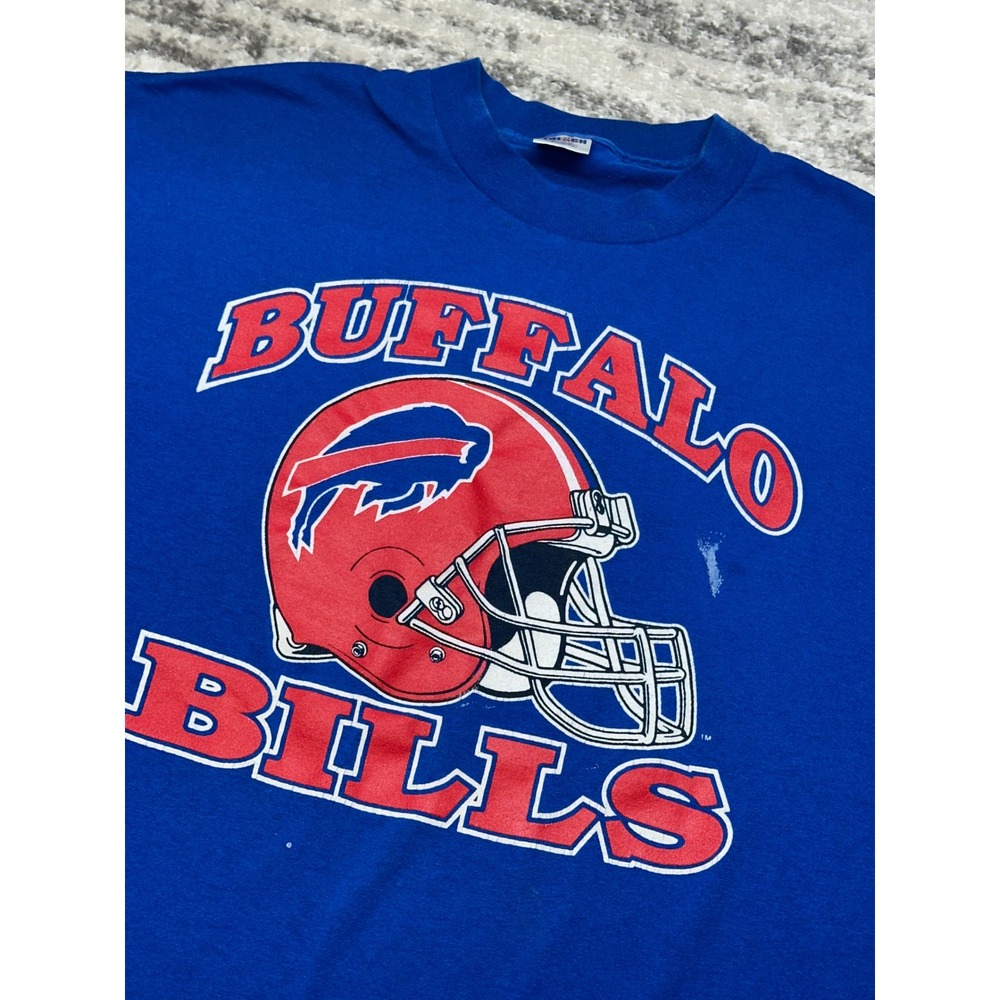 Trench T Shirt Mens XL Blue Buffalo Bills Vintage 90s NFL Helmet Single Stitch